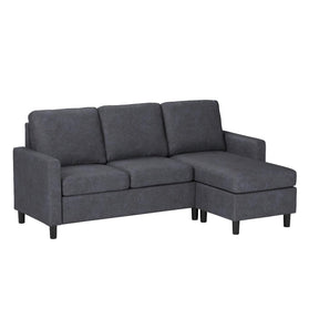 Shintenchi Convertible Sectional Sofa Couch, Modern Linen Fabric L-Shaped , 3-Seat Sofa Sectional with Reversible Chaise for Living Room, Apartment and Small Space (Dark Grey)