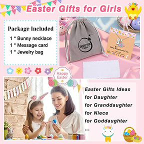 UNGENT THEM Easter Gifts for Girls, Some Bunny Loves You Rabbit Necklace Easter Gifts, Christian Religious Catholic First Easter Basket Gifts for Teens Teenager Girls 3-5 4-6 5-7 8-12 10-12