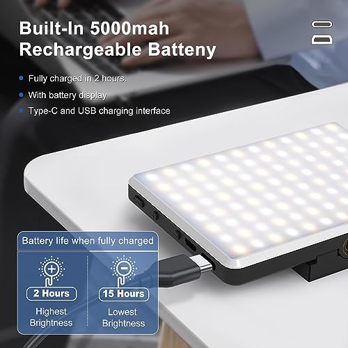 OLRPT Selfie Light, Phone Light with Front & Back Clip, 60 LED Portable Light with 3 Light Modes, 5000mAh Rechargeable Video Light for Phone, iPhone, IPad, Laptop, TikTok, Makeup, Live Stream, Vlog