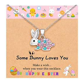 UNGENT THEM Easter Gifts for Girls, Some Bunny Loves You Rabbit Necklace Easter Gifts, Christian Religious Catholic First Easter Basket Gifts for Teens Teenager Girls 3-5 4-6 5-7 8-12 10-12