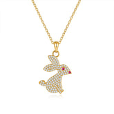 CLASSYZINT Gold Easter Bunny Pendant Necklace For Women Cute Brass Rabbit Design With All CZ Stones Easter Jewelry Gift