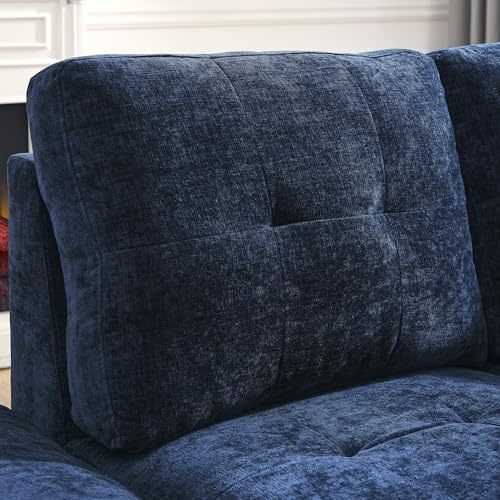 Yoglad Living Room Furniture Set, Sectional 5-Seater Sofa with Reversible Chaise, Corner Sofa Set with Ottoman, L Shaped Couch for Apartment, Living Room (107.5 Inch Chenille, Navy)