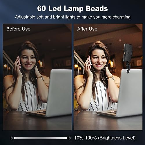 OLRPT Selfie Light, Phone Light with Front & Back Clip, 60 LED Portable Light with 3 Light Modes, 5000mAh Rechargeable Video Light for Phone, iPhone, IPad, Laptop, TikTok, Makeup, Live Stream, Vlog