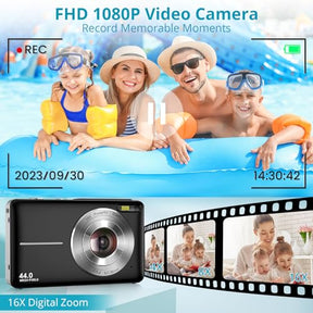 Digital Camera 2024 Newest 1080P 44MP Digital Cameras for Photography, Digital Point and Shoot Camera for Kids with 16X Zoom, Anti-Shake, Compact Small Travel Camera for Boys Girls Teens Gift