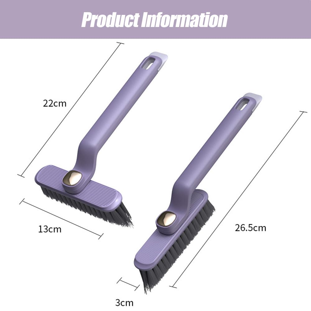 2 PCS Multi-Function Rotating Crevice Cleaning Brush, 2024 New Hard Bristle Crevice Gap Cleaning Brush, 360 Degree No Dead Corners Household Cleaning Tool for Cleaning Kitchen Bathroom (Purple)