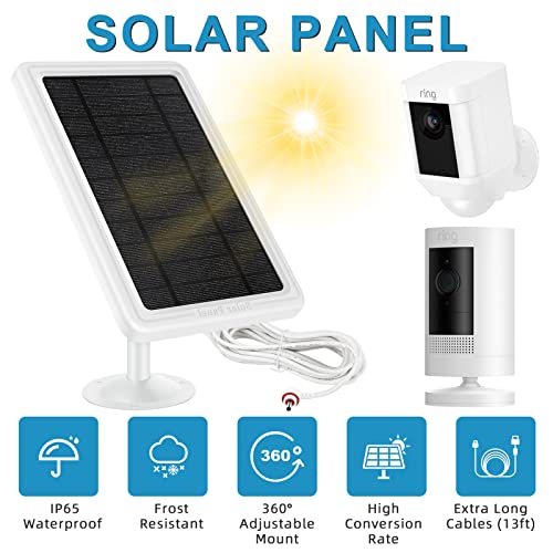 Ring Solar Panel Charger, Solar Panel for Ring Stick Up Cam 2nd & 3rd Gen, Ring Spotlight Camera Battery, 5V 4.5W Output Super Fast Charging (3Pack-White)