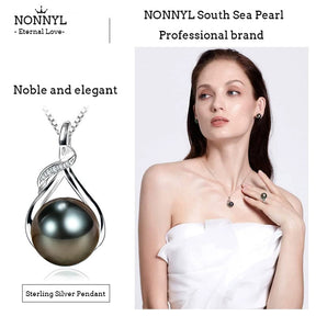 NONNYL Gifts for Women-Tahitian Black&Freshwater Cultured-Pearl-Necklace-Gift for Wife Wedding Birthday Anniversary-Mom Girlfriend Her Mothers Day Valentines Day Christmas 18K Gold Plated Sterling Silver Pearl Pendant