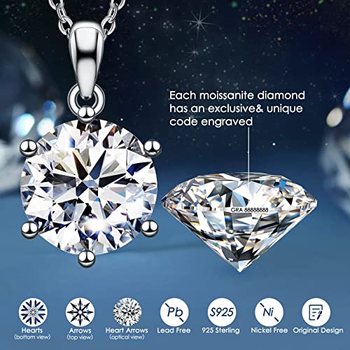 CNUGGCH Diamond Pendant Necklace for Women, Anniversary Birthday Gifts for Wife Soulmate, Jewelry Gift for Women Mom Girlfriend Girls Her, Moissanite Necklace 1Ct-4Ct (1CT)