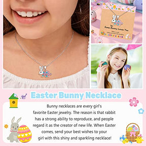 UNGENT THEM Easter Gifts for Girls, Some Bunny Loves You Rabbit Necklace Easter Gifts, Christian Religious Catholic First Easter Basket Gifts for Teens Teenager Girls 3-5 4-6 5-7 8-12 10-12