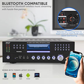 Pyle 4 Channel Wireless Bluetooth Amplifier - 3000 Watt Stereo Speaker Home Audio Receiver w/FM Radio, USB, 2 Microphone w/Echo for Karaoke, Front Loading CD DVD Player, LED, Rack Mount - PD3000BA.5