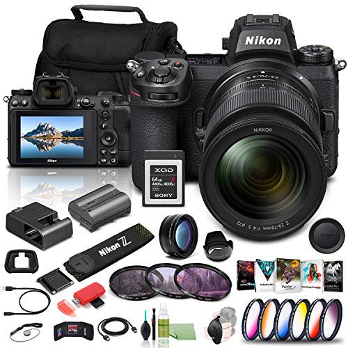 Nikon Z 6II Mirrorless Digital Camera 24.5MP with 24-70mm f/4 Lens (1663) + 64GB XQD Card + Corel Photo Software + Case + Filter Kit + Color Filter Kit + Telephoto Lens + More (Renewed)