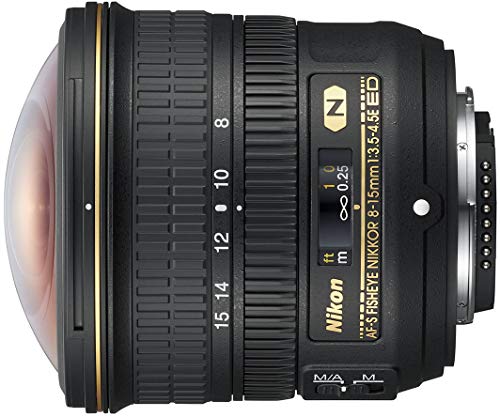 Nikon AF-S FISHEYE NIKKOR 8-15mm f/3.5-4.5E ED F/4.5-29 Fixed Zoom Camera Lens, Black