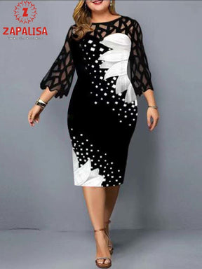 Plus Size Elegant Print Pencil Dress