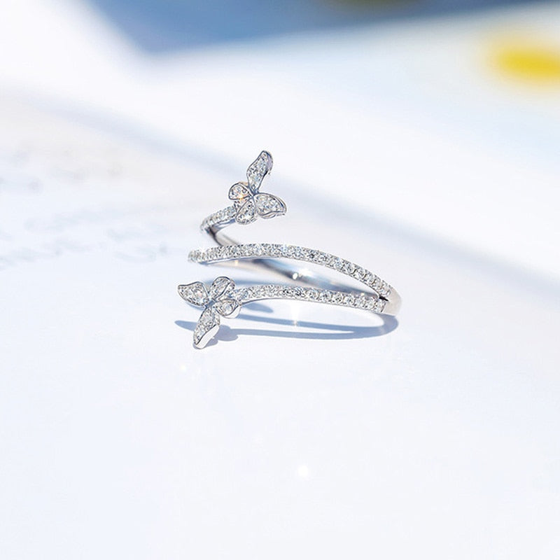 Silver Double Butterfly Rings