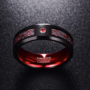 Dragon Stone Inlay Tungsten Ring