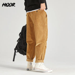 Loose Corduroy Male Cargo Pants