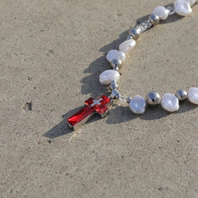 Transparent Cross Necklace and Earrings