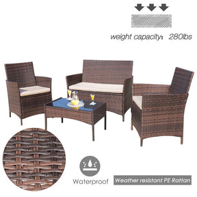 Homall Outdoor Indoor Use Backyard Porch Garden Poolside Balcony Sets Clearance Brown and Beige 4 Pieces Furniture