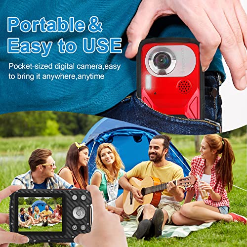 Waterproof Digital Camera with 32GB Card HD 1080P 36MP Compact Digital Camera for Kids Point and Shoot Camera Portable Camera for Teens Students Boys Girls Seniors