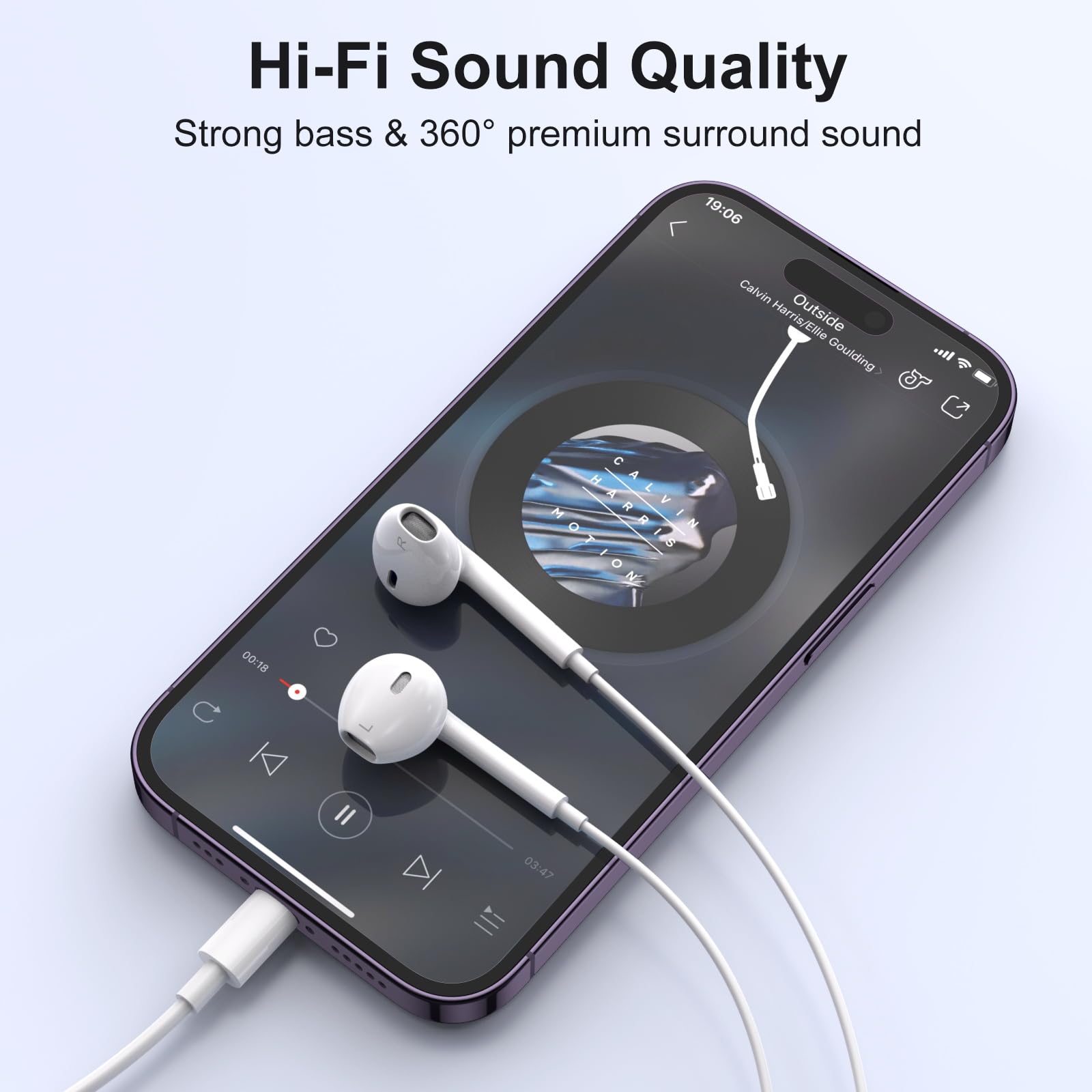 Apple Earbuds for iPhone Headphones Wired Earphones with Lightning Connector[Apple MFi Certified] (Built-in Microphone & Volume Control) Noise Isolating Headsets for iPhone 14/13/12/11/XR/XS/X/8/7/SE