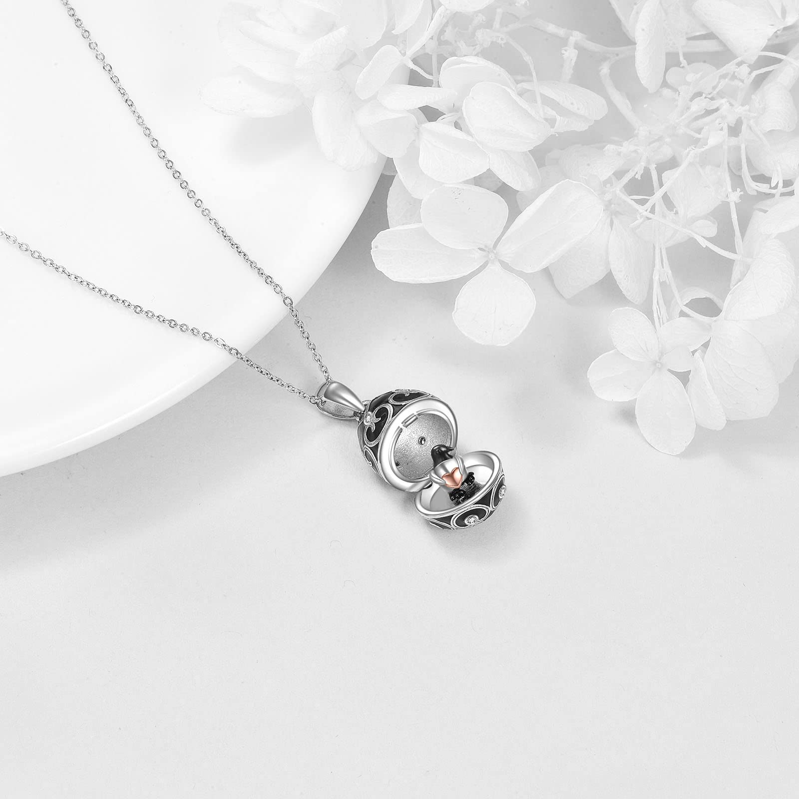 AXELUNA Easter Egg Penguin Necklace Sterling Silver Penguin Pendant Necklace Animal Jewelry Gifts for Women Girls Birthday