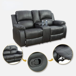 AYCP Bonded Leather Living Room Furniture Set Reclining Sofa Set Loveseat Furniture Sets in Living Room Sofa Recliners (3 Pieces, Black)