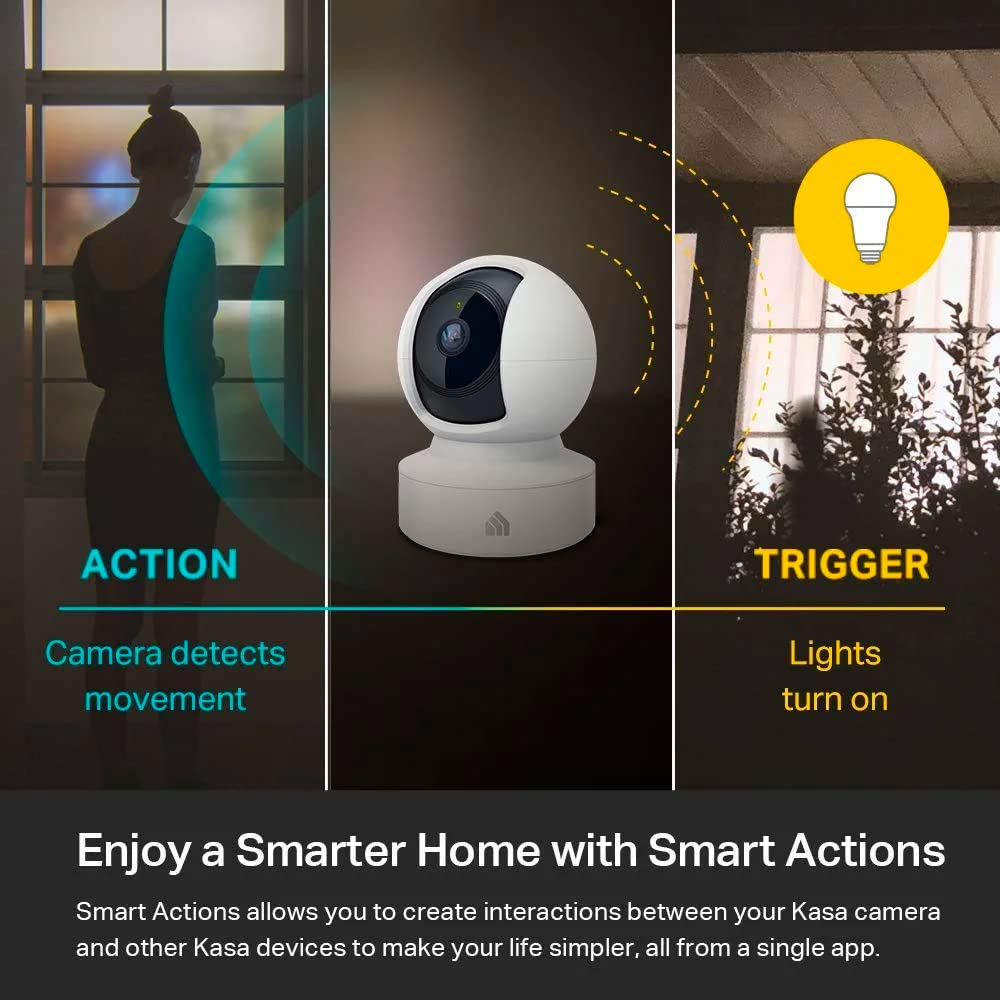 Kasa Indoor Pan/Tilt Smart Security Camera, 1080p HD Dog Camera,2.4GHz with Night Vision,Motion Detection for Baby & Pet Monitor, Cloud & SD Card Storage, Works with Alexa & Google Home (EC70), White