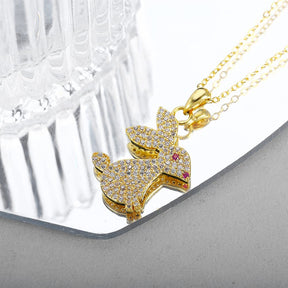 CLASSYZINT Gold Easter Bunny Pendant Necklace For Women Cute Brass Rabbit Design With All CZ Stones Easter Jewelry Gift