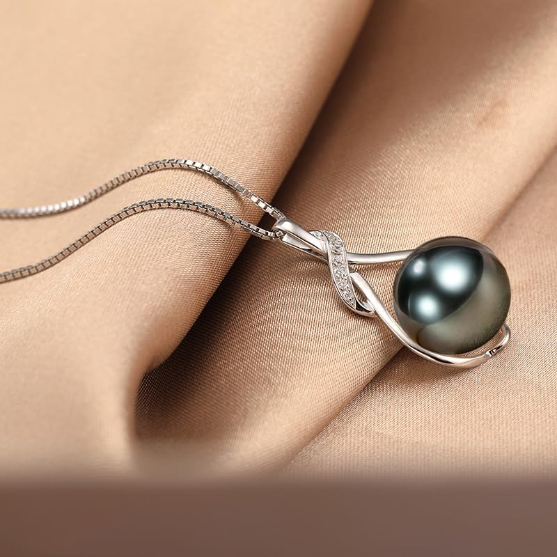 NONNYL Gifts for Women-Tahitian Black&Freshwater Cultured-Pearl-Necklace-Gift for Wife Wedding Birthday Anniversary-Mom Girlfriend Her Mothers Day Valentines Day Christmas 18K Gold Plated Sterling Silver Pearl Pendant