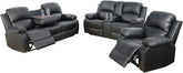 AYCP Bonded Leather Living Room Furniture Set Reclining Sofa Set Loveseat Furniture Sets in Living Room Sofa Recliners (3 Pieces, Black)