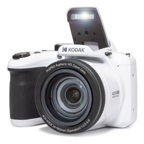 KODAK PIXPRO AZ405-WH 20MP Digital Camera 40X Optical Zoom 24mm Wide Angle Lens Optical Image Stabilization 1080P Full HD Video 3" LCD Vlogging Camera (White)