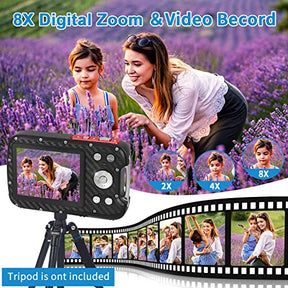 Waterproof Digital Camera with 32GB Card HD 1080P 36MP Compact Digital Camera for Kids Point and Shoot Camera Portable Camera for Teens Students Boys Girls Seniors