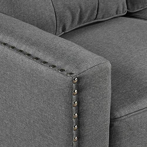 UBGO Living Room Furniture, 3 Pieces Set Includes Three Seater, lovesea, Chair,Polyester-Blend Upholstered Sofas & Couches for Apartment, Home, Gray