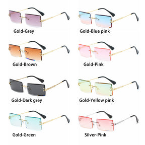 Rimless Small Rectangle Sunglasses UV400 Eyewear