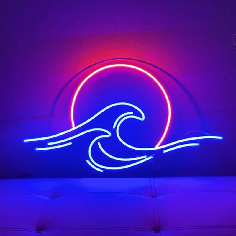 Neon Sign Mountain and Flow Water Led Lamp