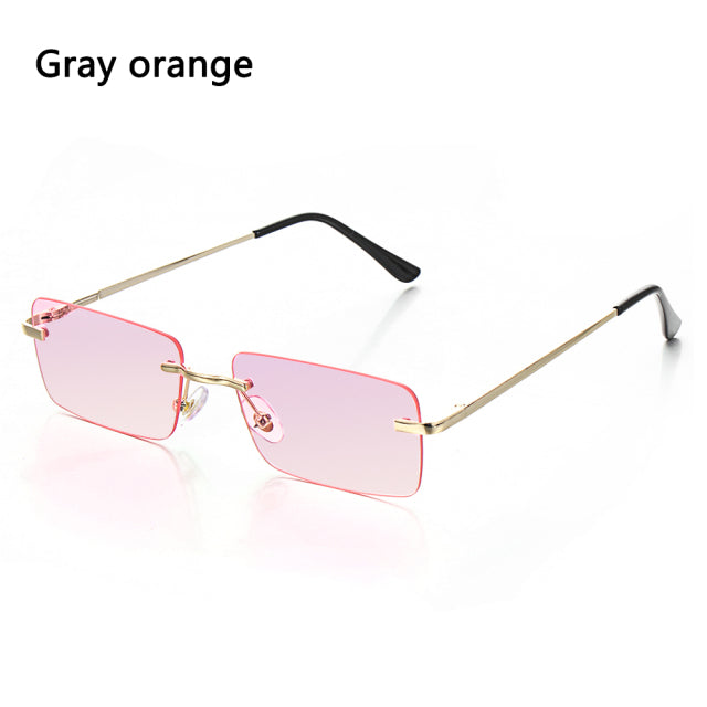 Rimless Small Rectangle Sunglasses UV400 Eyewear