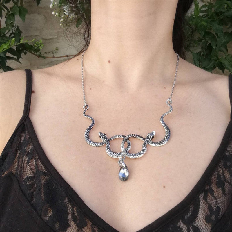 Snake Necklace with Crystal