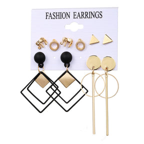 Gold Sequin Drop Earrings Set