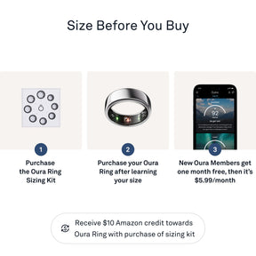 Oura Ring Gen3 Horizon - Smart Ring - Size First with Oura Sizing Kit - Sleep Tracking Wearable - Heart Rate - Fitness Tracker - 5-7 Days Battery Life