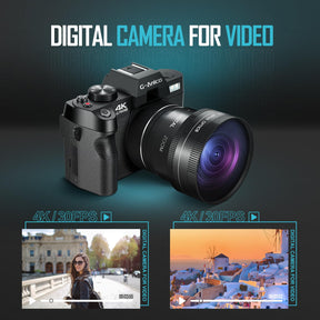 4K Digital Cameras for Photography, 48MP Vlogging Camera for YouTube with WiFi, 180° Flip Screen Compact Camera with Flash, 16X Digital Zoom Travel Camera with Wide-Angle &Macro Lens