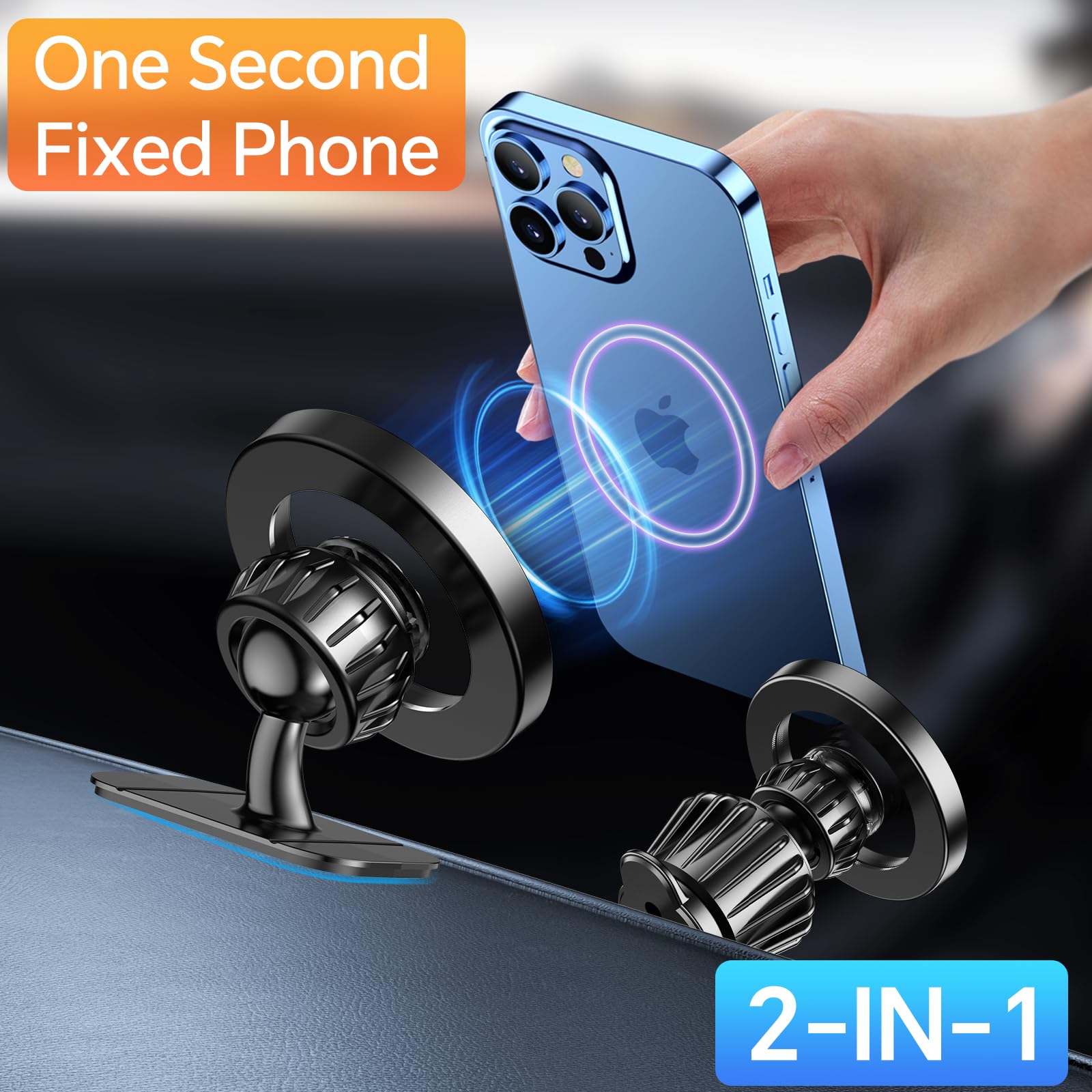 for iPhone Magsafe car Mount【20 Super Magnets】Magnetic Phone Holder for Car Dashboard【360° Rotation】Hands Free Car Phone Holder Mount Dash Fit iPhone 15 14 13 12 Pro Max Plus MagSafe Car Accessories