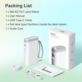 Nelko Label Maker Machine with Tape, P21 Bluetooth Label Printer, Wireless Mini Label Makers with Multiple Templates for Organizing Office Home, White