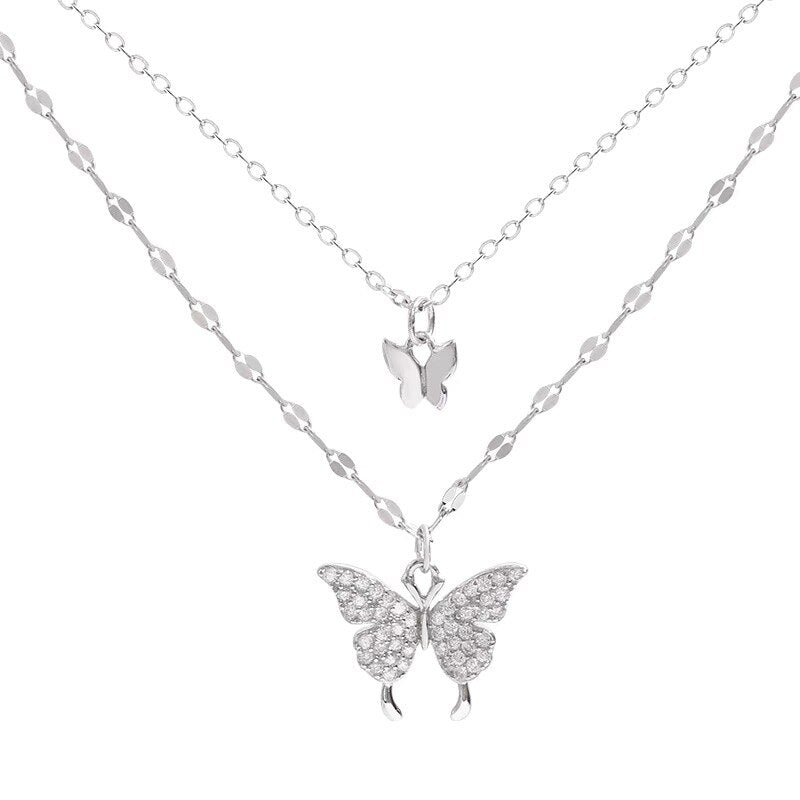 Butterfly Double Layer Chain Necklace