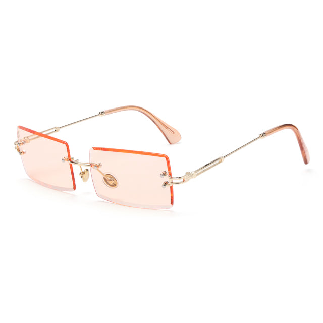 Rimless Small Rectangle Sunglasses UV400 Eyewear