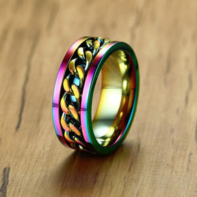 Multicolored Stainless Steel Spinner Ring