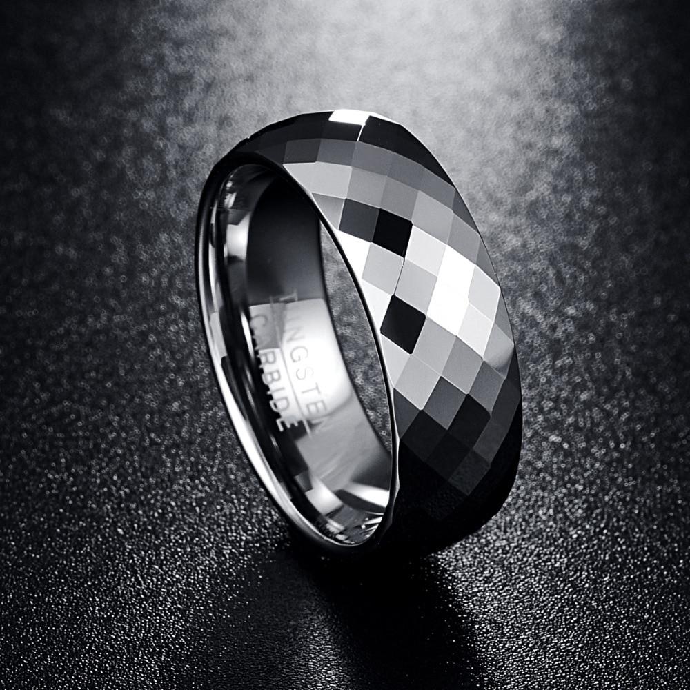 Faceted Silver Tungsten Ring