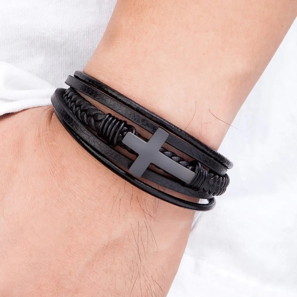 Clasp Stitching Men's Leather Bracelet