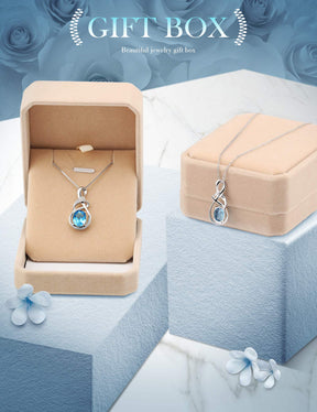 HXZZ Fine Jewelry Birthstone Gifts for Women Natural Gemstone Swiss Blue Topaz Sterling Silver Pendant Necklace Birthday Anniversary for Wife Mom Her Girls