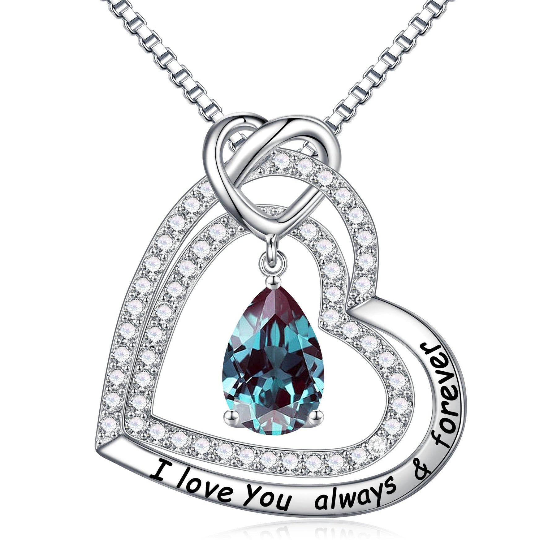 Iefil 925 Sterling Silver Birthstone Necklaces, June Alexandrite Necklace Christmas Mothers Day Birthday Gifts Anniversary Valentines Day Gifts for Her Mom Girlfriend Daughter Jewelry