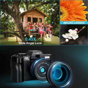 4K Digital Cameras for Photography, 48MP Vlogging Camera for YouTube with WiFi, 180° Flip Screen Compact Camera with Flash, 16X Digital Zoom Travel Camera with Wide-Angle &Macro Lens